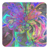 Glowing Burst of Colour – Teal & Violet Deva Square Stickers