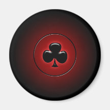 Glowing club card suit fridge magnets
