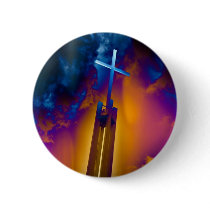 Glowing Cross Points to the Heavens Pinback Button