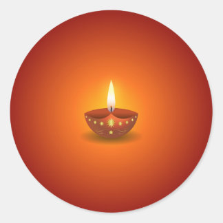 Glowing Diwali Lamp Round Sticker