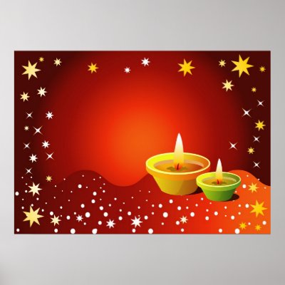 Glowing Diwali Lamps Poster by mahesh14
