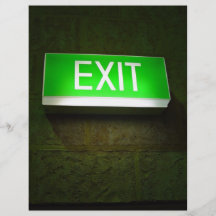 Glowing EXIT sign board on wall Flyer Design