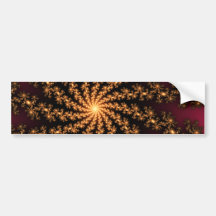 Glowing Golden Fractal Explosion on Burgundy Bumper Sticker