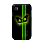 Glowing Green & Black Butterfly & Stripes On Black Samsung Galaxy S Cases