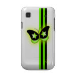 Glowing Green & Black Butterfly & Stripes On White Samsung Galaxy Covers