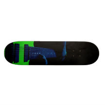 Glowing guitar skateboard deck
