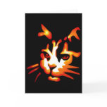 Glowing Halloween Cat Face Greeting Card