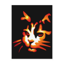Glowing Halloween Cat Face Postcards