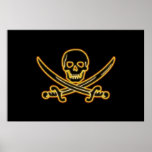 Glowing Jolly Roger Pirate Flag Posters