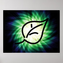 Glowing Leaf Outline Posters