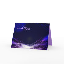 Glowing Neon Stars Thank You card purple