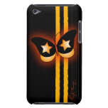Glowing Orange Black Butterfly & Stripes On Black Ipod Touch Cases