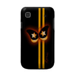 Glowing Orange Black Butterfly & Stripes On Black Samsung Galaxy Case