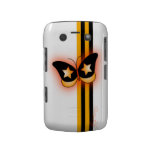 Glowing Orange Black Butterfly & Stripes On White Blackberry Bold Cases
