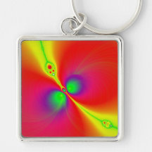 Glowing Oranges and Reds Fractal Art Keychains