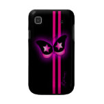 Glowing Pink & Black Butterfly & Stripes On Black Samsung Galaxy S Case