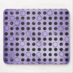 GLOWING PURPLE BLACK CIRCLES POLKADOTS GRUNGE POLK MOUSE PADS
