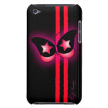 Glowing Red Black Butterfly & Stripes On Black Ipod Touch Covers