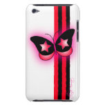 Glowing Red Black Butterfly & Stripes On White Ipod Touch Cases
