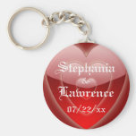 " 'Glowing' Red Heart Trio" w/ Couple's Names Key Chain