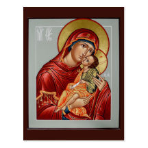 Glykophilousa Mother of God Prayer Card Post Cards