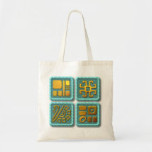 Glyphs-turquoise maya sac en toile