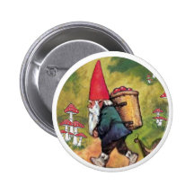 Gnome Apple Basket Snail Mushrooms Fantasy Pin