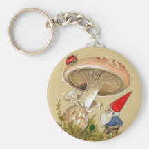 Gnome find a Ladybug and Mushroom Key Chains