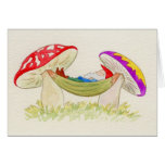 Gnome sleeping on hammock card
