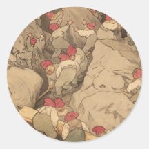 Gnomes Mining in a Cave Round Sticker