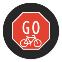 Go Bike Sign Round Stickers