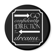 Go Confidently -- White on Black Fridge Magnets