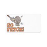 go fetch funny elephant cartoon custom address label