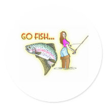 GO FISH ROUND STICKERS