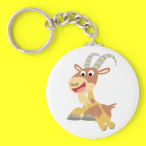 Go Goat!! (cute cartoon goat) Keychain