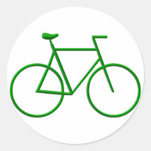 Go Green Bicycle Round Stickers