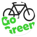 go green bicycle round stickers