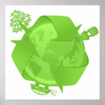 Go Green Car Eco Friendly Earth Globe Illustration Print
