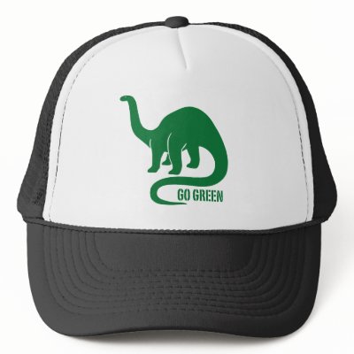 Go Green Dinosaur Trucker Hats by magarmor