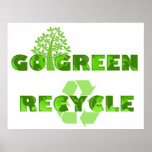 Go Green Eco Tree Recycle Illustration Poster