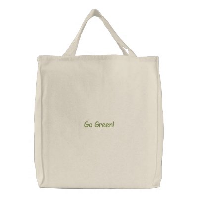 Go Green! Embroidered Tote Bag by Kelseria