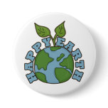 Go Green Happy Earth World Pin Button