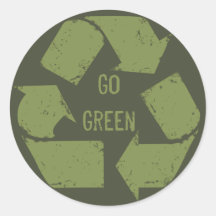 Go Green Recycle Logo Round Stickers