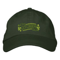 Go Green Shamrocks and Text Embroidered Hat