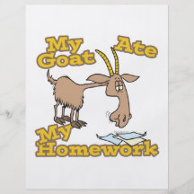 goat ate my homework funny cartoon full color flyer
