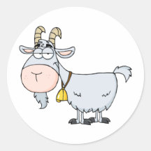 Goat Cartoon Character Round Sticker