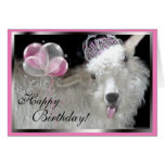 Goat Princess Happy Birthday Card cards