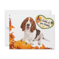 Gobble til you Wobble Thanksgiving Basset Invitations
