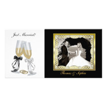 Goblets Gold Wedding Photo Card