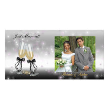 Goblets Sparkle Wedding Photo Card